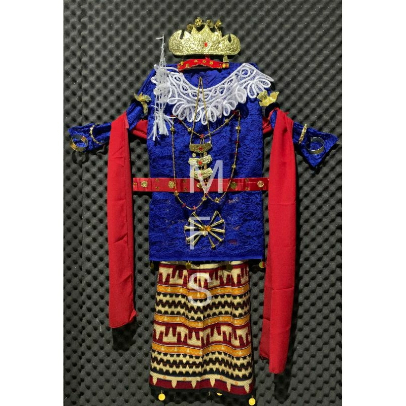 1 SET PAKAIAN TARI ADAT LAMPUNG BIRU/BAJU KURUNG ADAT/ADAT LAMPUNG