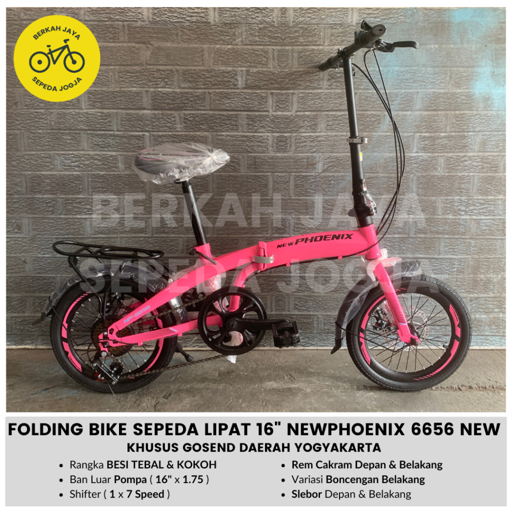 Sepeda Lipat 16 inch New Phoenix Folding Bike NewPhoenix 6656 Rem Cakram 7 Speed