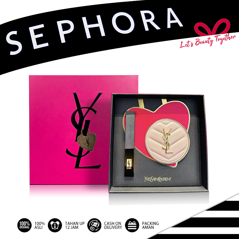 [100% Original]YSL Gift Set | YSL Cushion Pink Matte B10/B20 + ysl lip gloss#314 lipstick rouge make