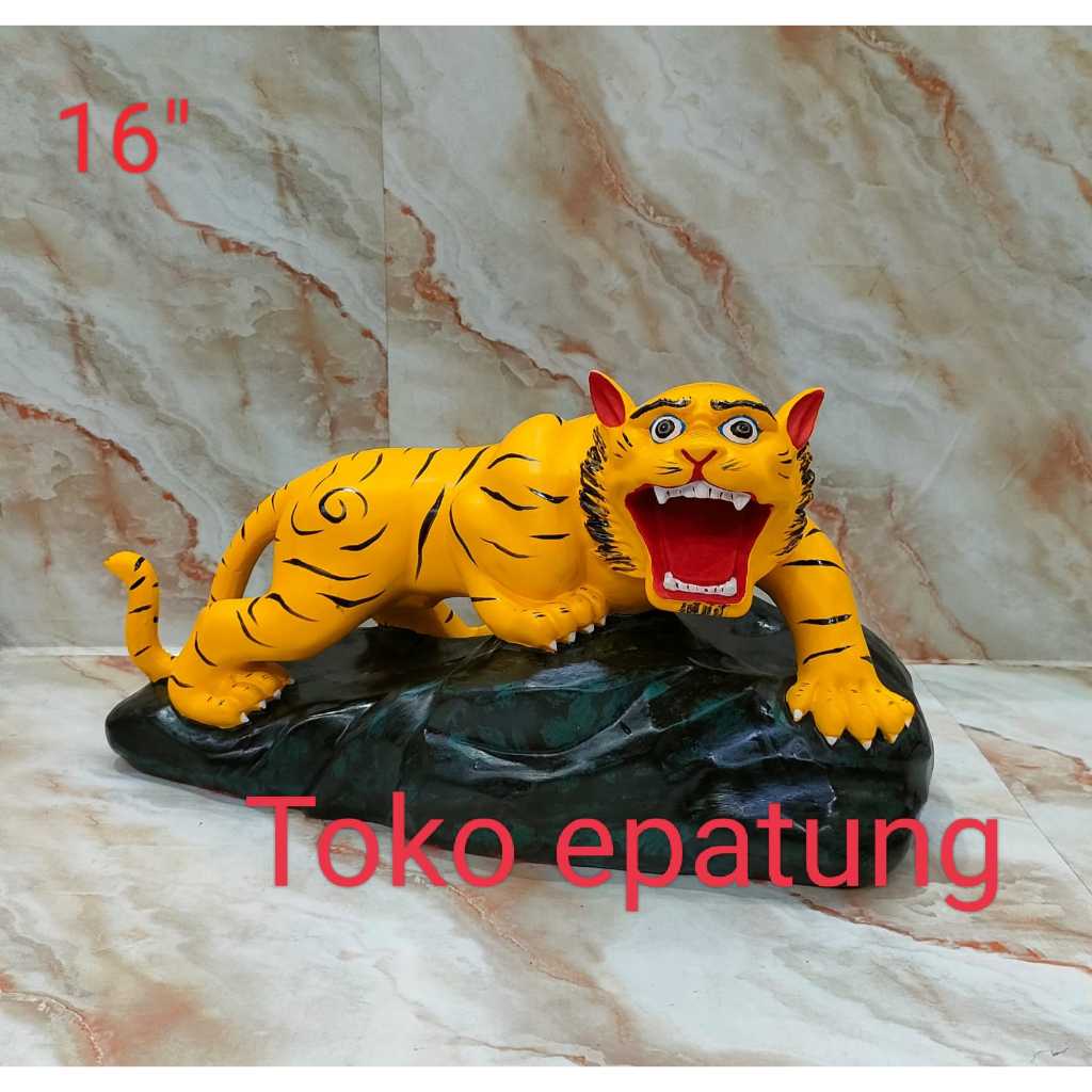 patung dewa harimau kuning kuning - fiber - 16 inch - sk