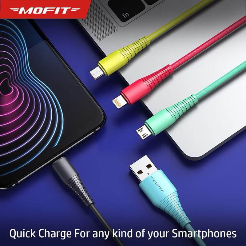 Kabel Data MOFIT M100 Fast Charging Usb Type C / Micro / Lightning Cable 1M