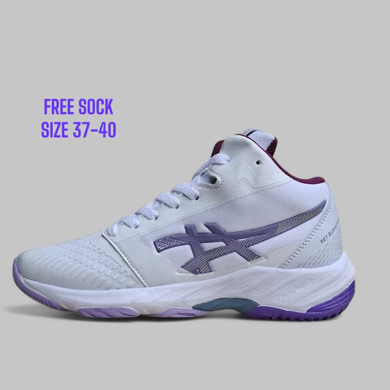 Sepatu Voli Net Burner Balistic FF White Purple Volly Ball Women Shoes Volley Size 37-40