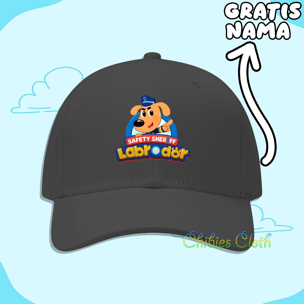Topi Baseball Anak Motif Animasi Kepala Polisi Labrador - Topi Anak Safety Sheriff Labrador