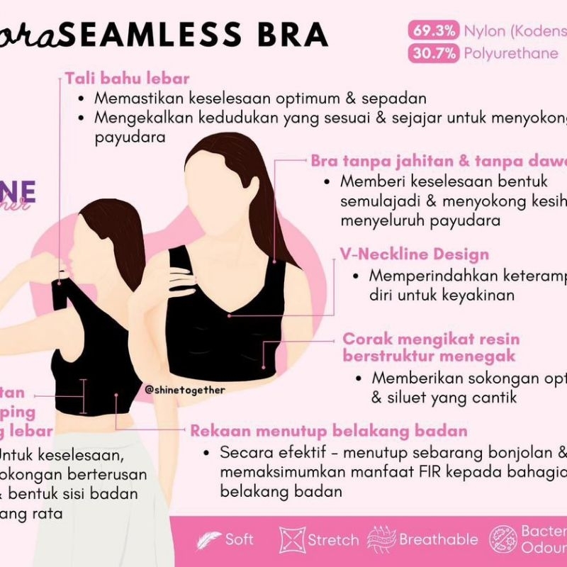 (READY STOCK) 2XL AULORA BRA SEAMLESS. BRA AULORA XL. BRA AULORA SEAMLESS. BRA KESEHATAN. BRA ANTI K