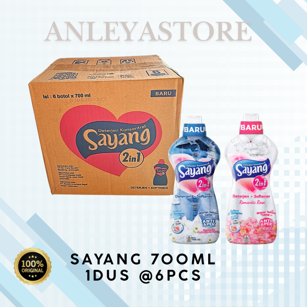 [1DUS ISI 6 BISA CAMPUR ISIAN] Detergent Cair Sayang 700ml 2in1 plus Pelembut Romantic Rose (Pink) /