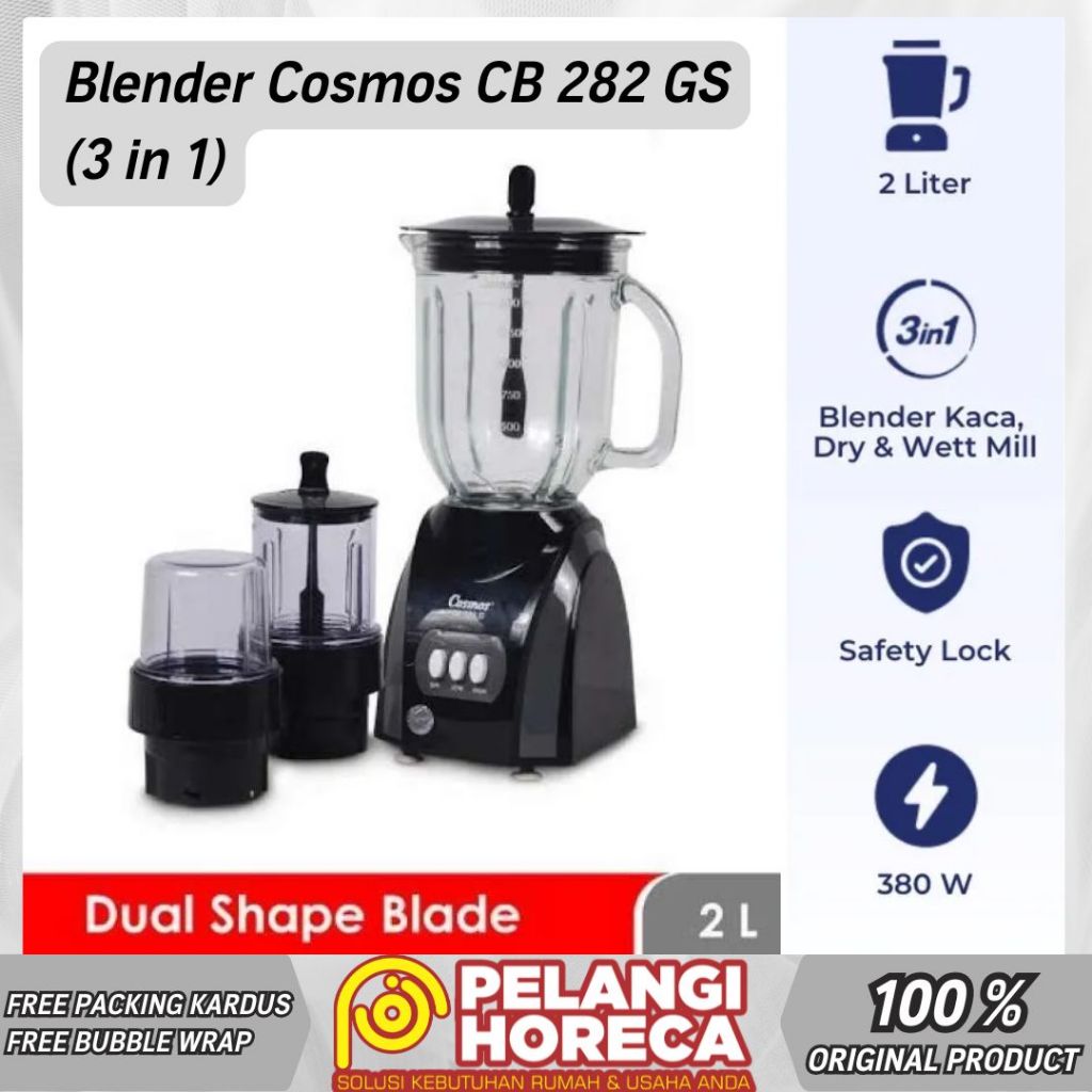 Blender Cosmos CB 282 Gs (3 in 1) | Blender Cosmos 2in1 CB  281 Gs  2 Liter | Blender Kaca | Blender