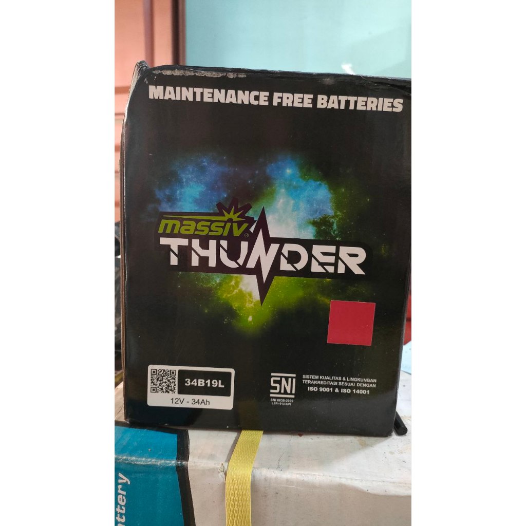 aki maintenance free 34B19L 12v 34AHkering massiv thunder (AKI KERING MASSIV THUNDER 34B19L)