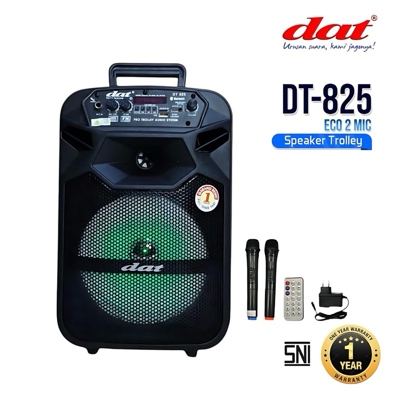 DT-825 Speaker DAT 2mic wireles speaker bluetooth portabel speaker aktif full bass