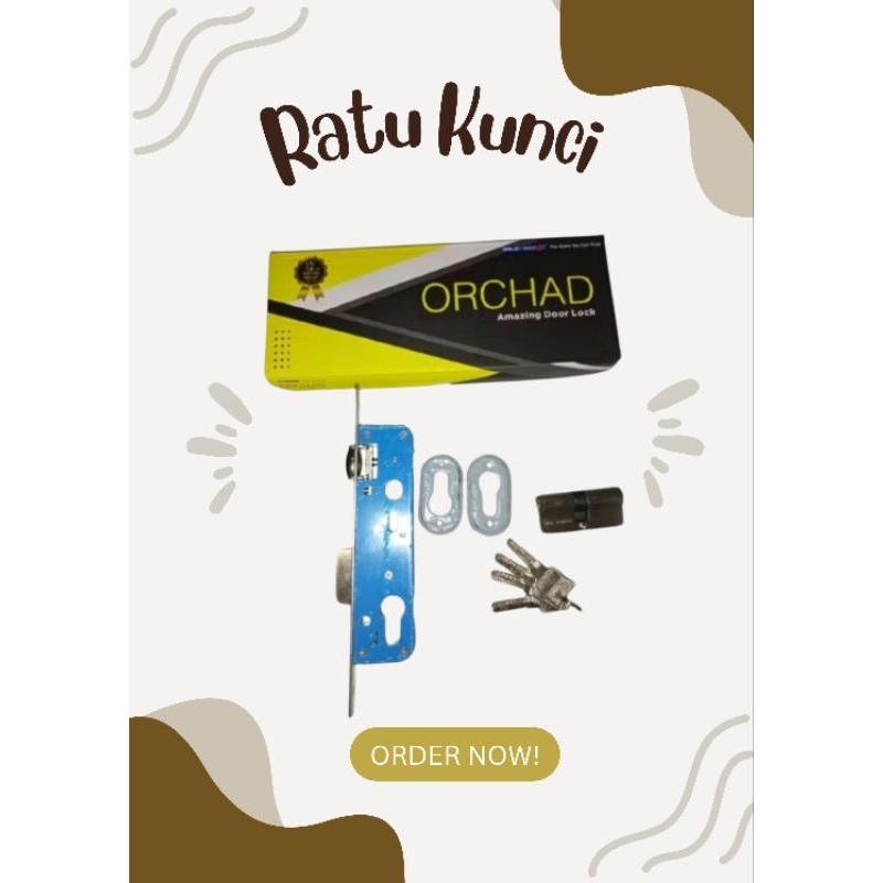 Kunci pelor pintu aluminium double 1 set komplit/body kunci pelor