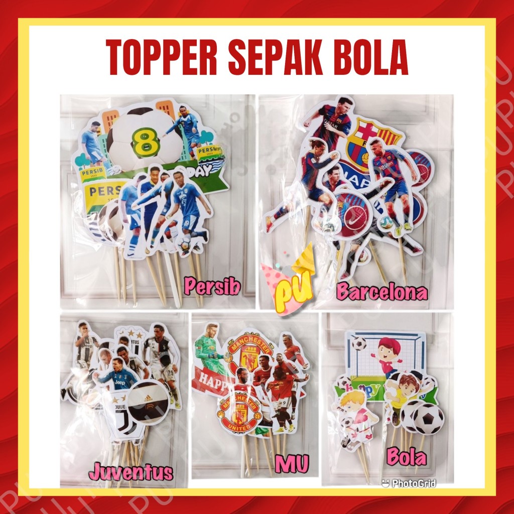 (6pc) topper Bola  topper kue topper persib juventus barcelona manchester united bola