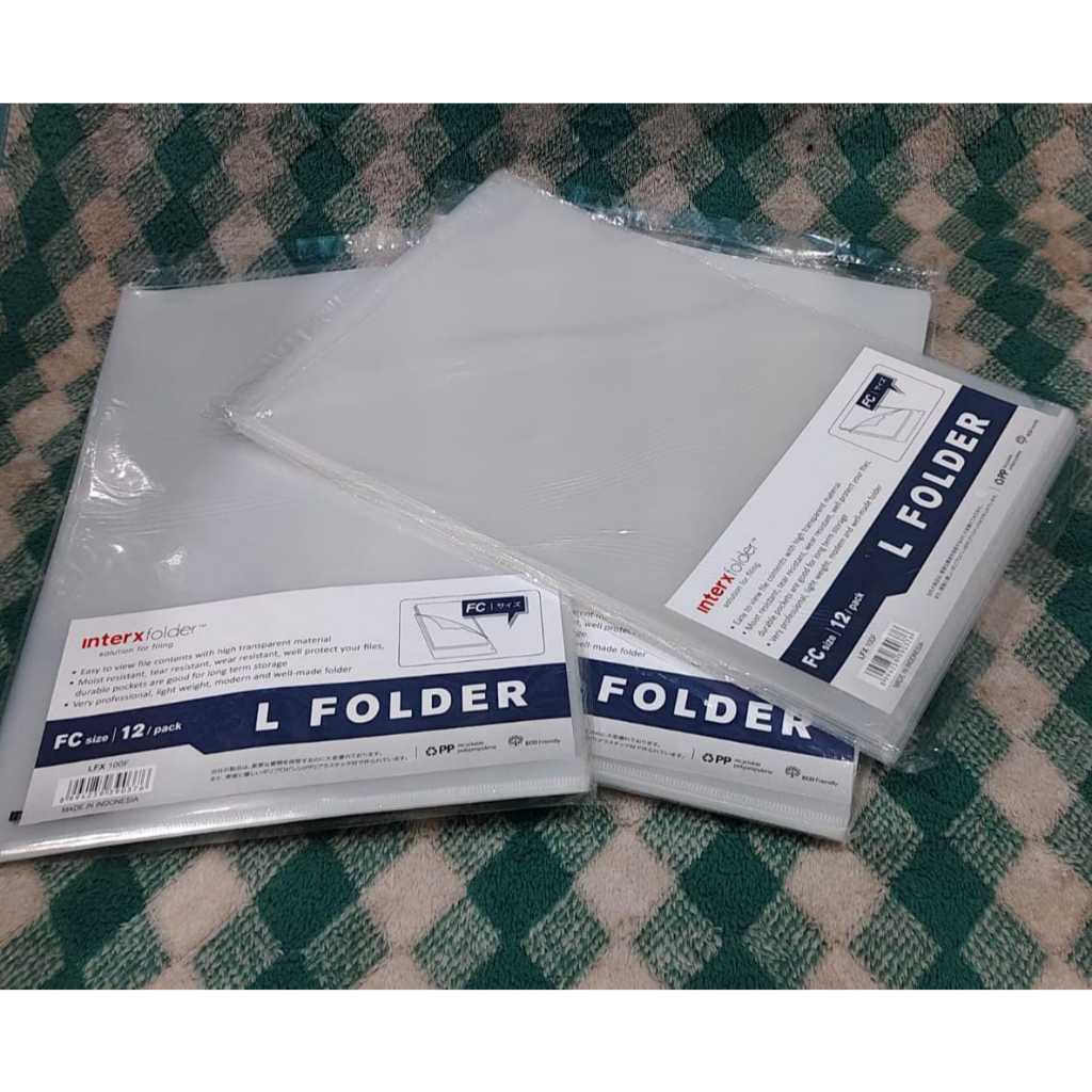 

(1 pack isi 12pcs)Map L Plastik Inter X Folder Bening harga 3PCS