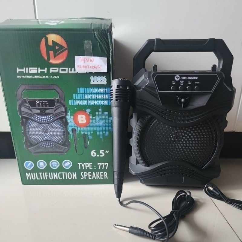 speaker karaoke High power 777 B bonus mic kabel 6'5 inch nyala tanpa kabel 777B