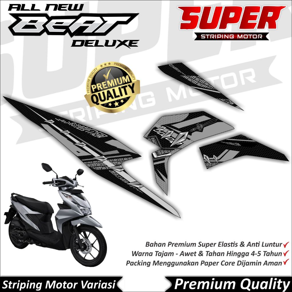 Stiker Beat Deluxe Anti Luntur keren Striping Beat Deluxe 2021 - 2023 Striping Honda Beat Deluxe Bla