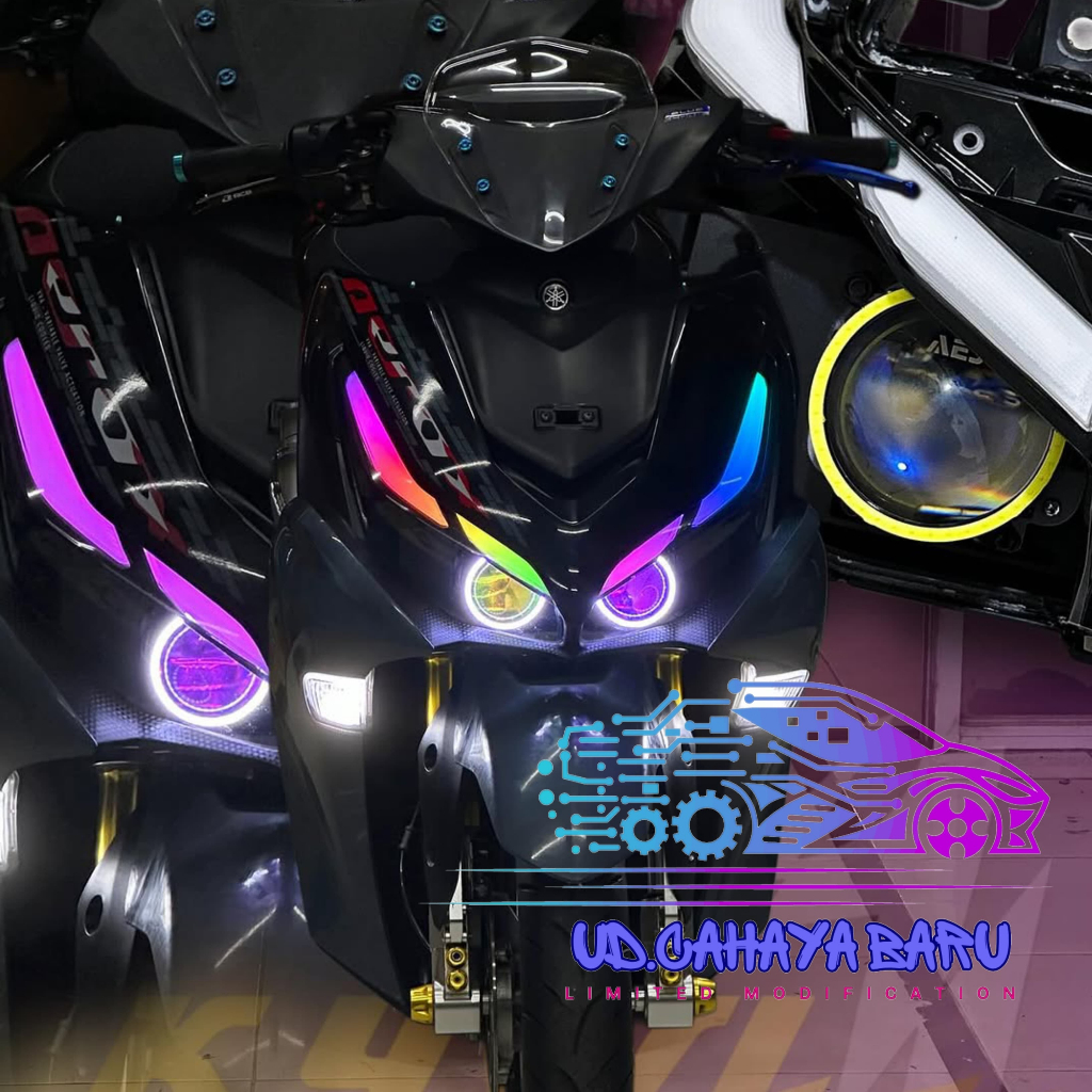 Lampu Alis AES RGB Bluetooth Running Smart LED Mode Belang Bisa Diubah Lewat Aplikasi untuk Motor da