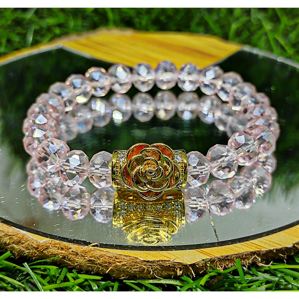 GELANG MANIK MANIK GELANG KRISTAL BENING VARIASI KEMBANG GELANG TANGAN WANITA GELANG MODEL BARU