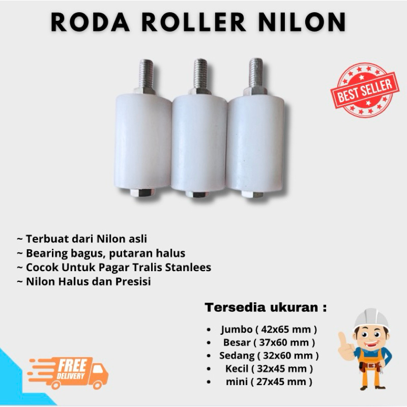 DISKON TERBATAS  ROLLER NILON PAGAR | RODA ROLLER NILON ATAU RODA PAGAR STAINLESS ROLER STAINLESS