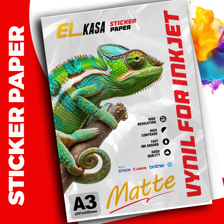 

Kertas Stiker Vinyl ELKASA for Inkjet Matte A3