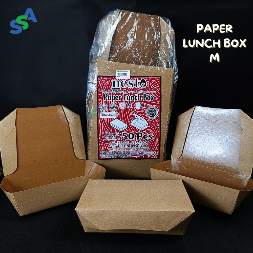 PAPER LUNCH BOX CRAFT ISI 50 PCS / KOTAK MAKANAN LAMINASI COKLAT / DUS MAKANAN