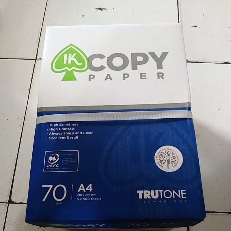 

kertas HVS A4 ika copy paper 70 GR 1 dus isi 5 rim
