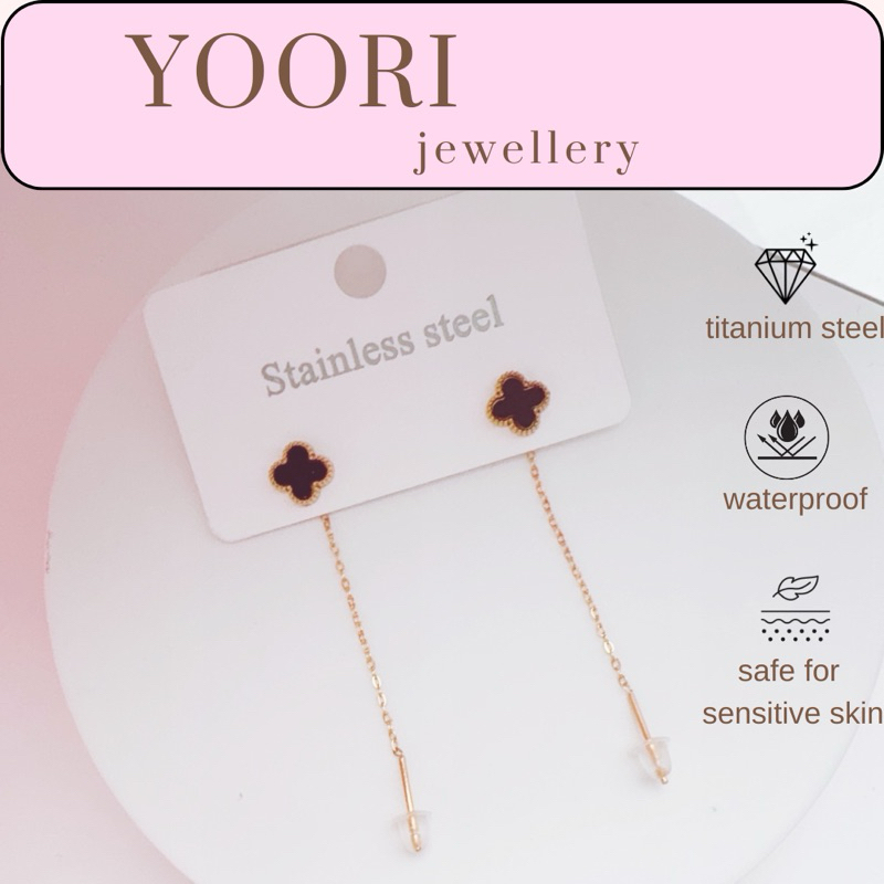 anting korea vancleef bunga hitam -YOORI