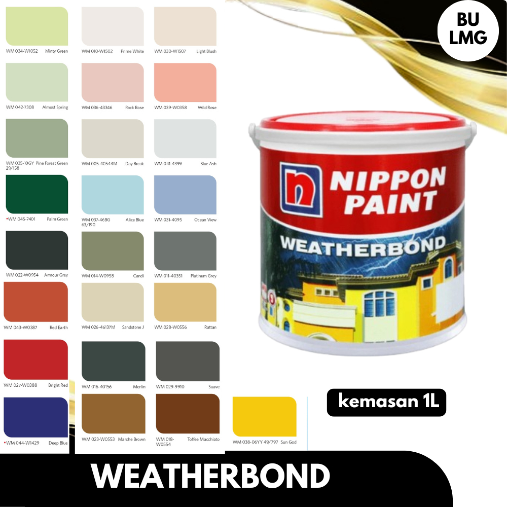 Nippon Weatherbond Nippon Paint Kemasan 1L || Nippon Paint TINTING || Bisa Request Warna [Nippon Wea