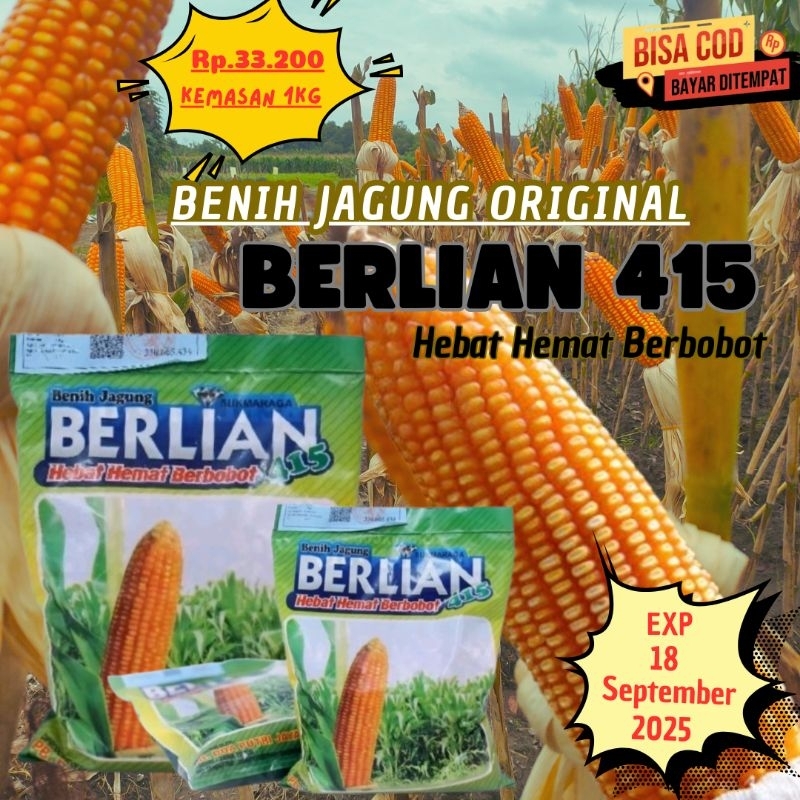 Mokilo43 Bibit Jagung Berlian 415 Bersertifikat Resmi Sukmaraga Asli/Original