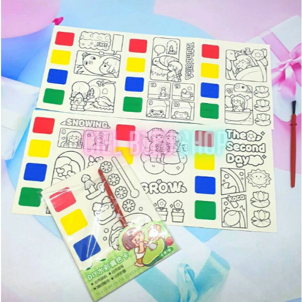 

(COD) 6 IN 1 SET CAT AIR MEWARNAI MOMO PREMIUM + KUAS / MAINAN LUKIS EDUKASI