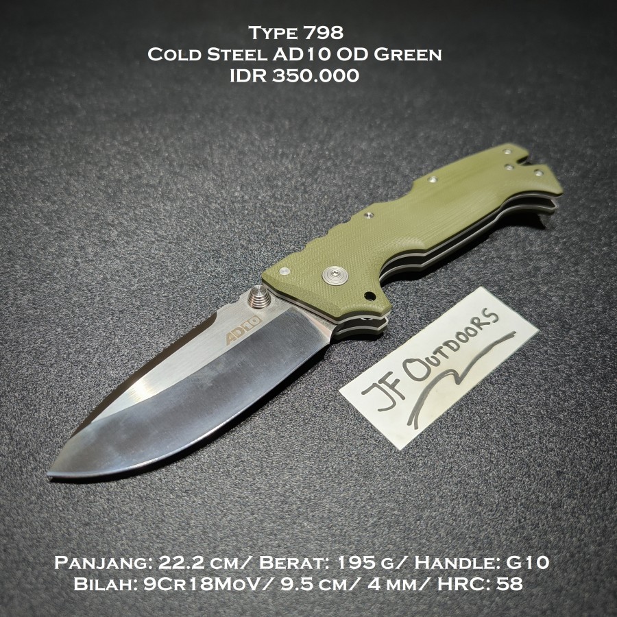 Pisau Camping Outdoor EDC Cold Steel AD 10 OD Green