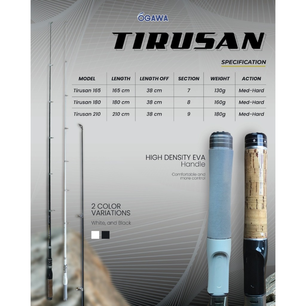 Joran Pancing Ogawa Tirusan model antena ruas pendek dengan handle busa eva