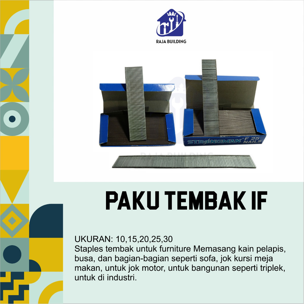 

PAKU TEMBAK (I)/ PAKU TEMBAK (U) / ISI PAKU TEMBAK / BRAD NAIL/ STAPLES TEMBAK Isi Paku tembak