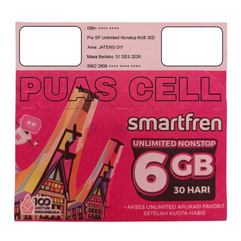 KARTU PERDANA SMARTFREN UNLIMITED NONSTOP 6GB 30HARI