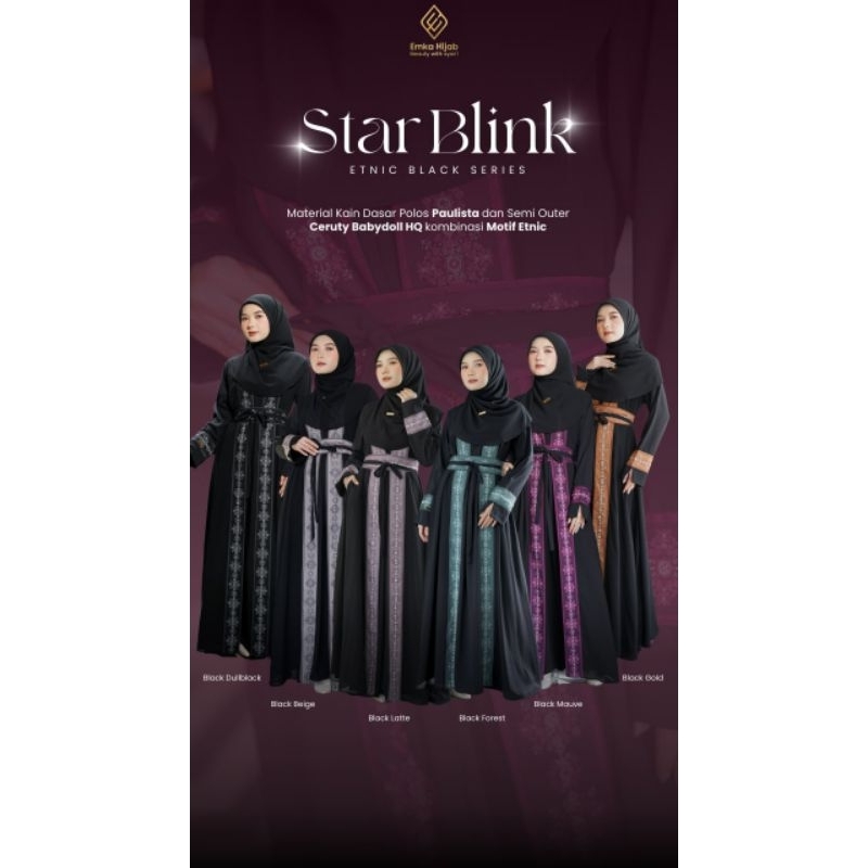 star blink| abaya simpel|gamis remaja|Dress set outer tempel by emka hijab
