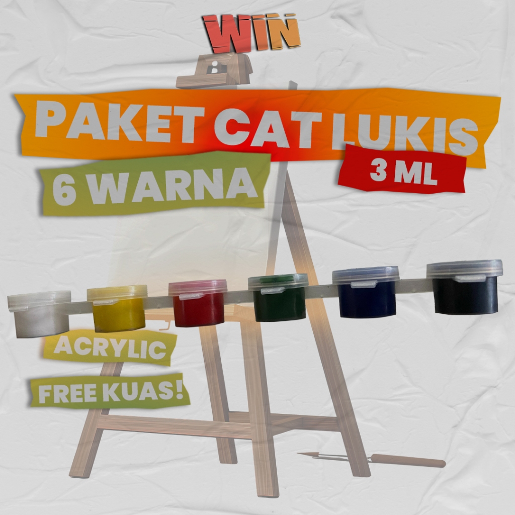 

Paket Cat Lukis WIN 6 Warna 3ml BONUS KUAS