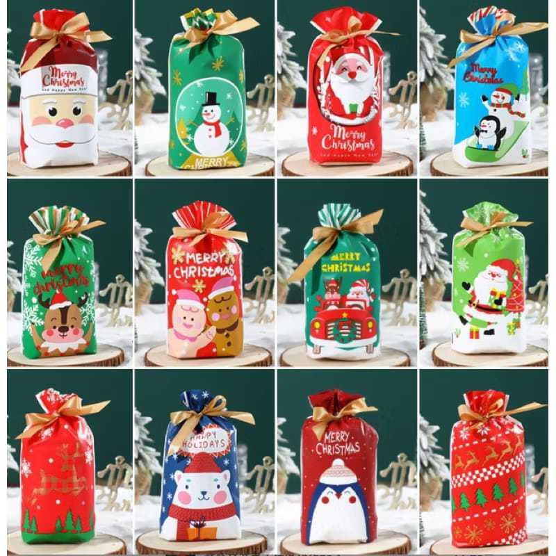 

10 PCS Kantong Plastik Natal / Goodie Bag Christmas