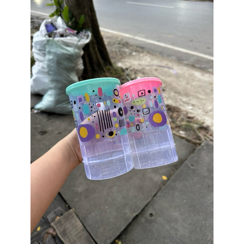Gelas bygy tutup karakter - Mug plastik tutup 700ml
