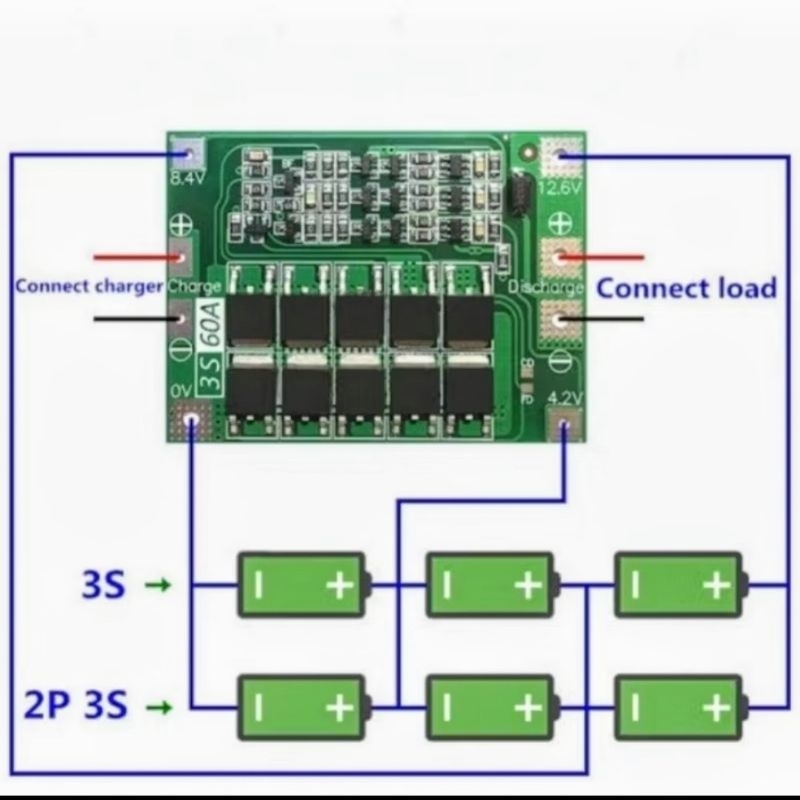 lithium 60 a 18650 26650 BMS protection balance Board 3s 60a 11.1v 12.6v 60 amper