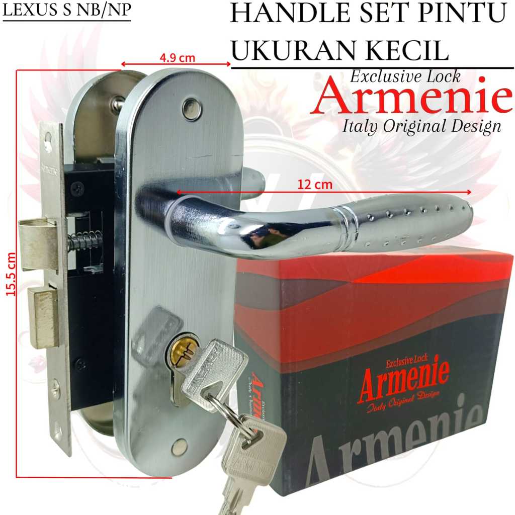 kunci pintu kecil ARMENIE gagang bulat chrome | handle pintu 1 set | kunci set komplit