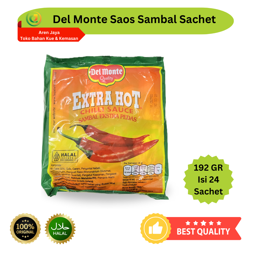 

Delmonte Saus Sambal Extra Hot Sachet 9 Gram x 24 Sachet 192 Gram Original