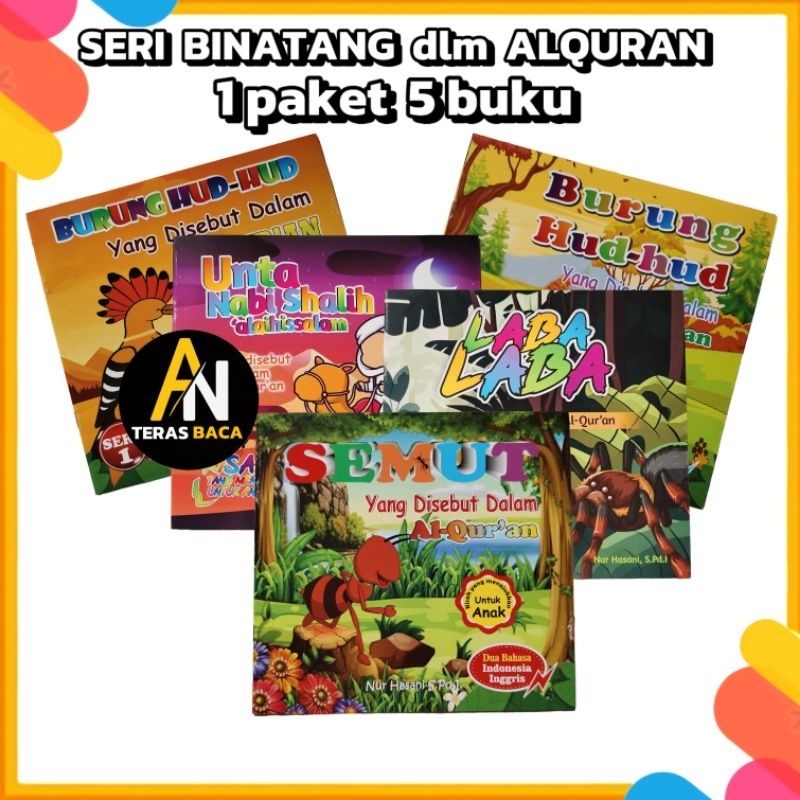 PAKET 5 Buku Cerita anak seri binatang dalam Al quran Full colour buku cerita fabel bergambar Biling