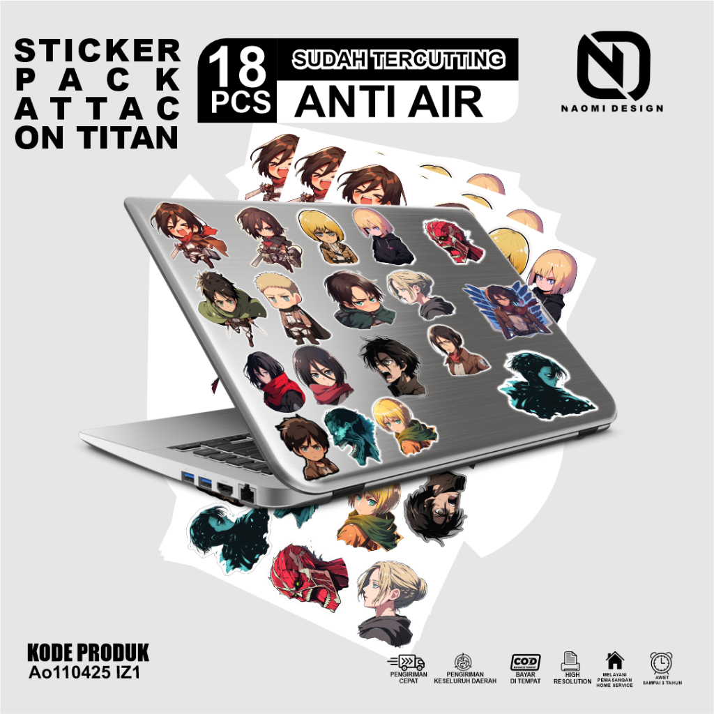 

STIKER ATTACK ON TITAN SNK Shingeki no Kyojin UNTUK HP LAPTOP MOTOR MOBIL TUMBLERL