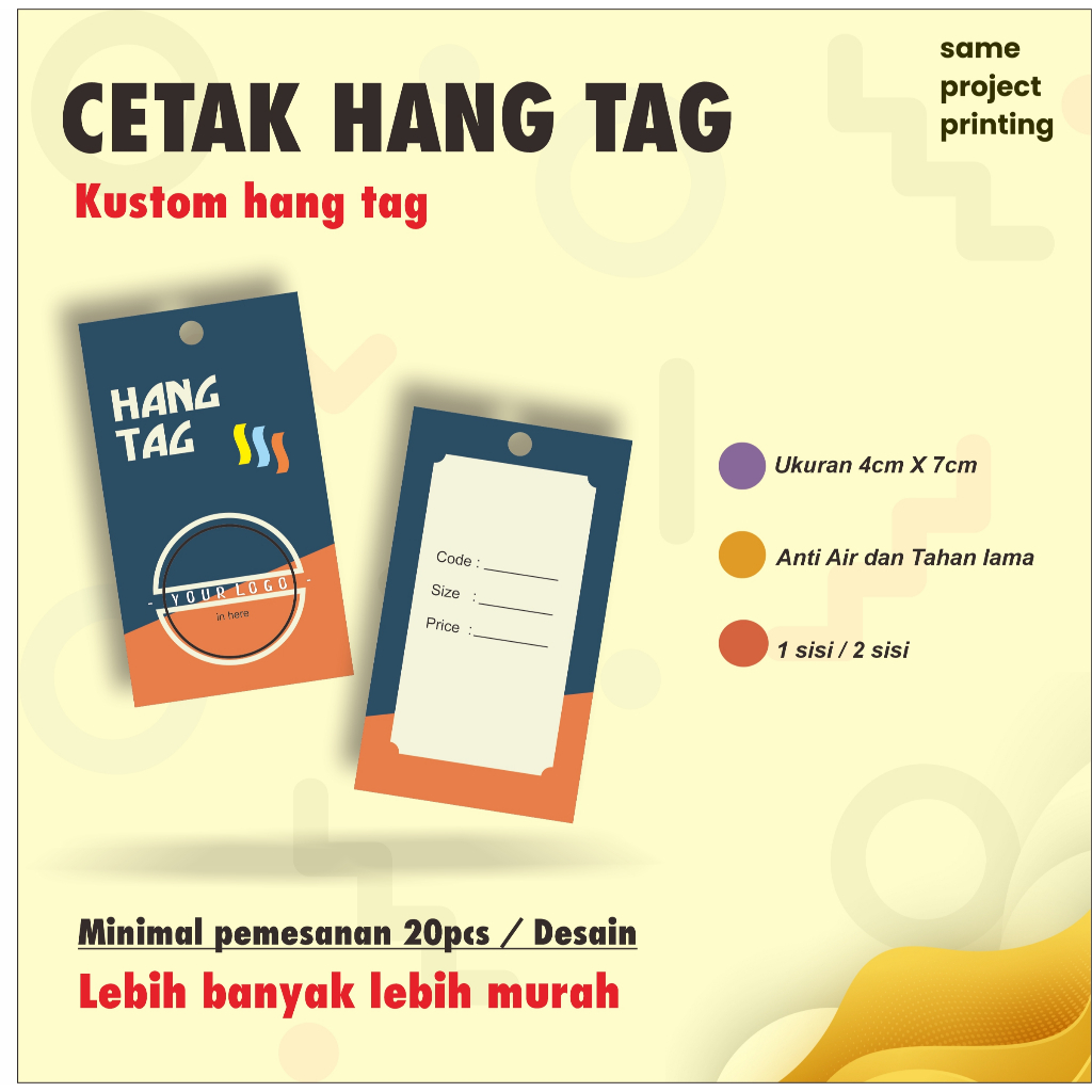 

Hang Tag Custom - Cetak Hang Tag Kustom ukuran 4x7 cm / Hang Tag Souvenir / Price Tag
