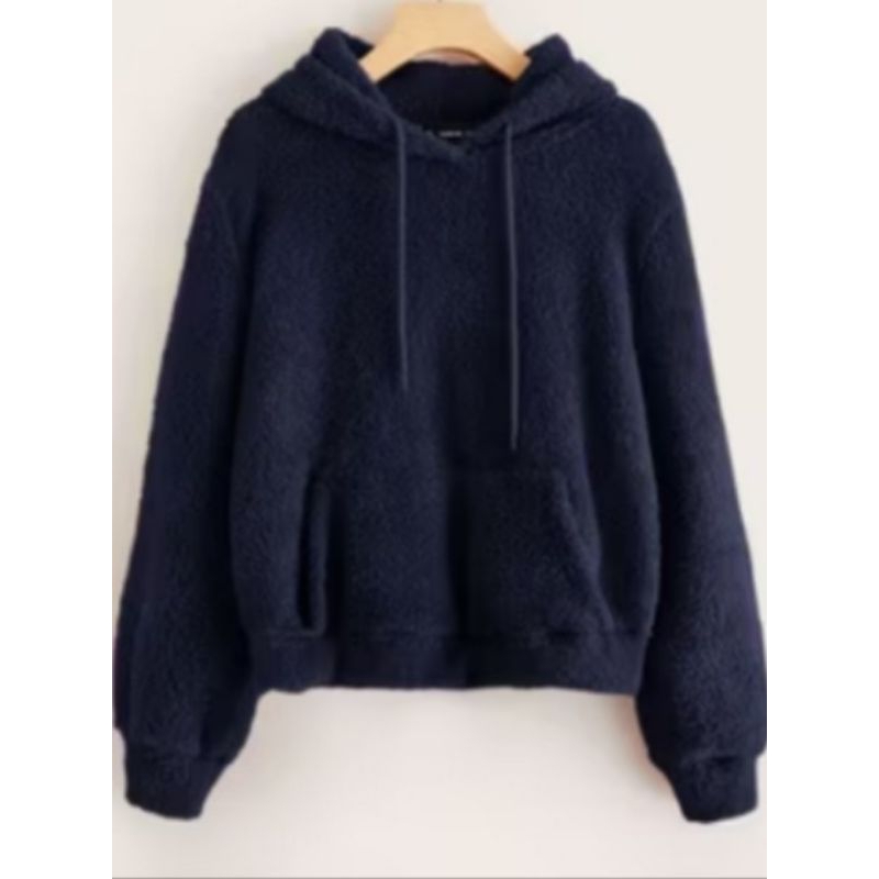 AKS_Jaket Hoodie Polos Bulu Serva/bulu domba tebaru & termurah unisex  pria wanita