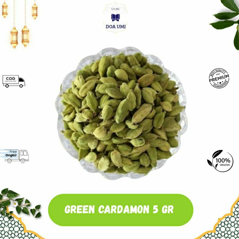 

Green Cardamon / Kapulaga Hijau India 5 Gr