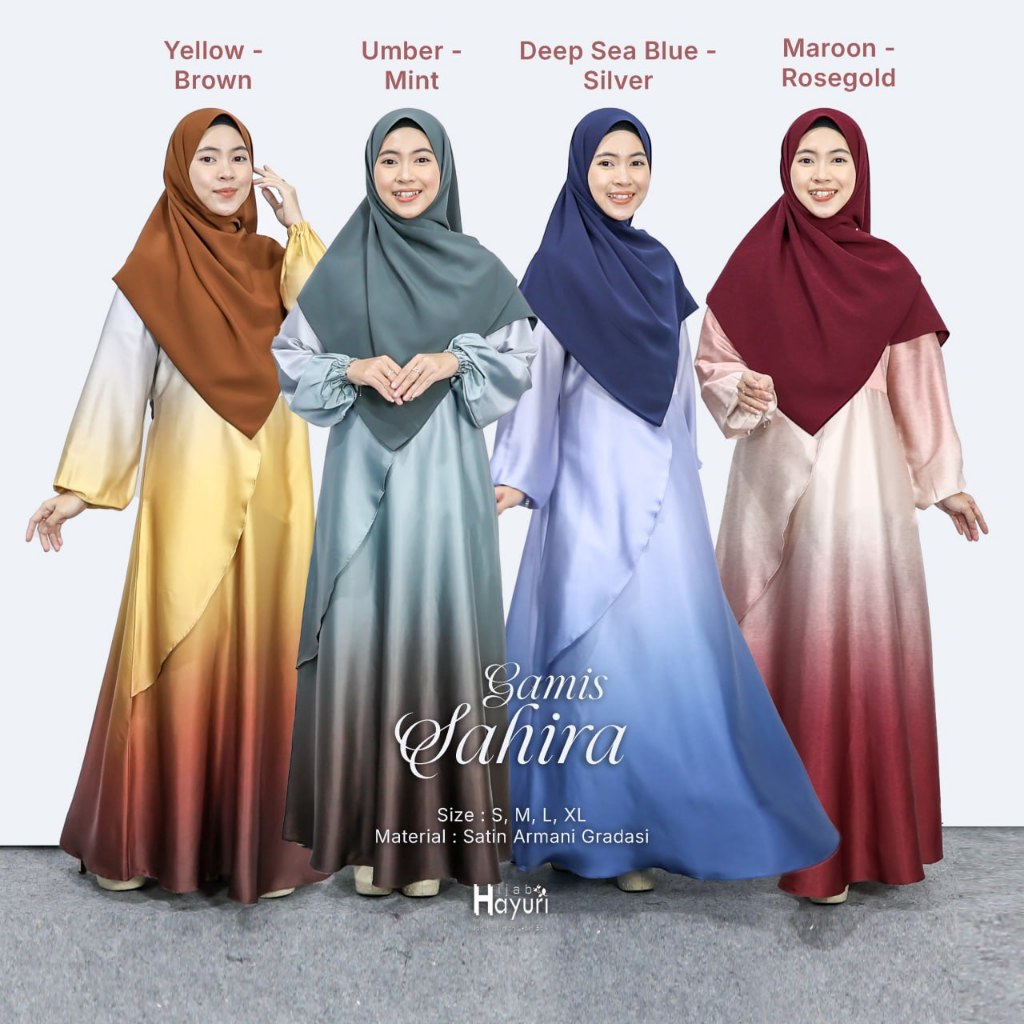 GAMIS DEWASA | GAMIS SAHIRA BY HIJAB HAYURI | GAMIS POLOS | GAMIS WARNA GRADASI | GAMIS SYARI
