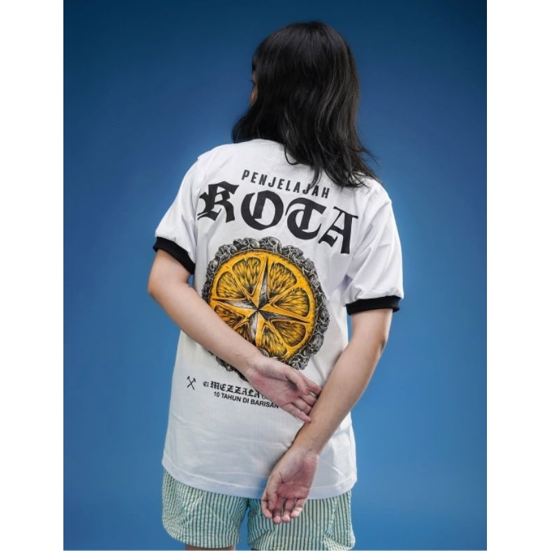 TSHIRT OVER DISTORTION PENJELAJAH KOTA WHITE