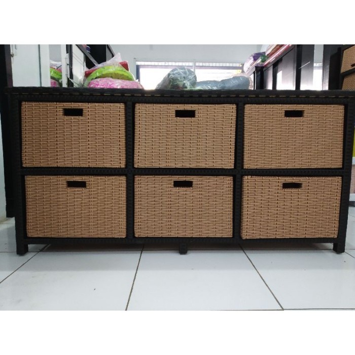 lemari laci 6 minimalis rotan sintetis