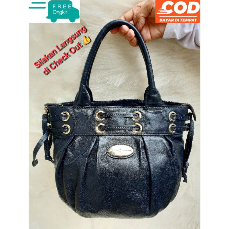 Tocco Toscano Tas Wanita Totebag Handbag Kulit Asli Hitam