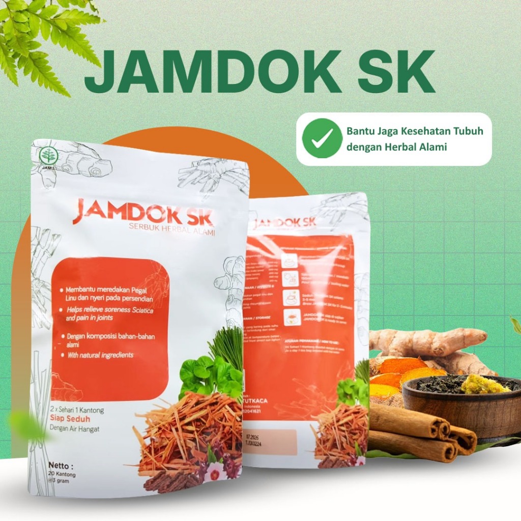 

Bantu Atasi Asam Urat, Vertigo, Hipertensi, Stroke, dan Keluhan Saraf – JAMDOK SK (Paket 7 Pouch)