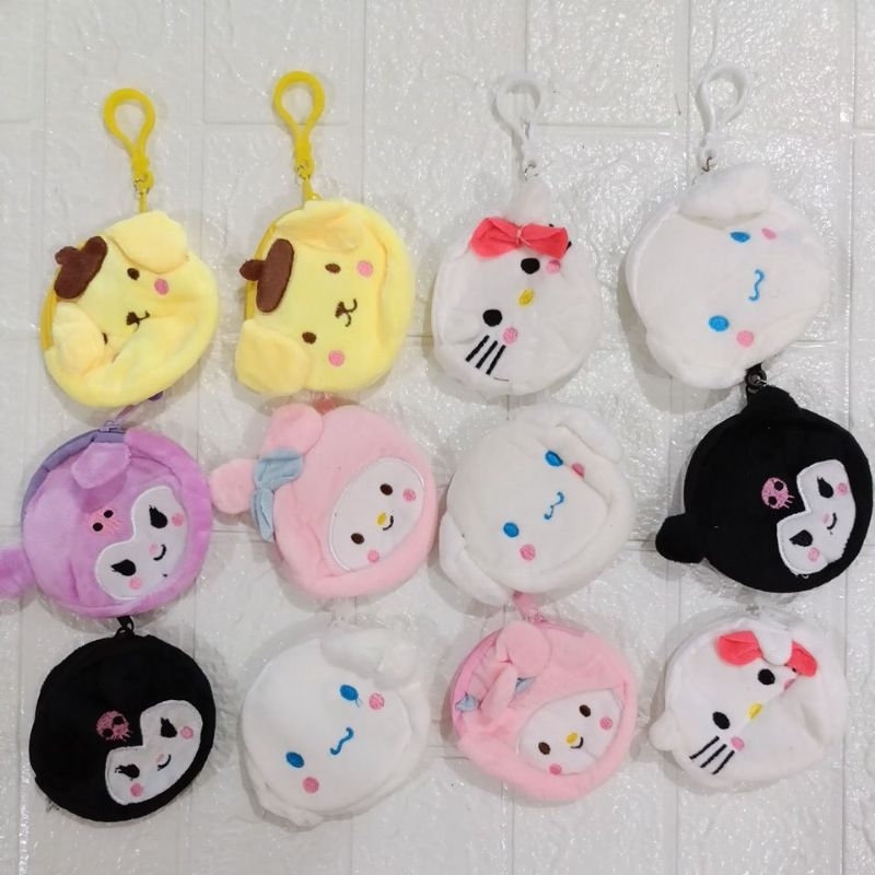 

Dompet/dompet koin motif Sanrio warna warni isi 12 pcs