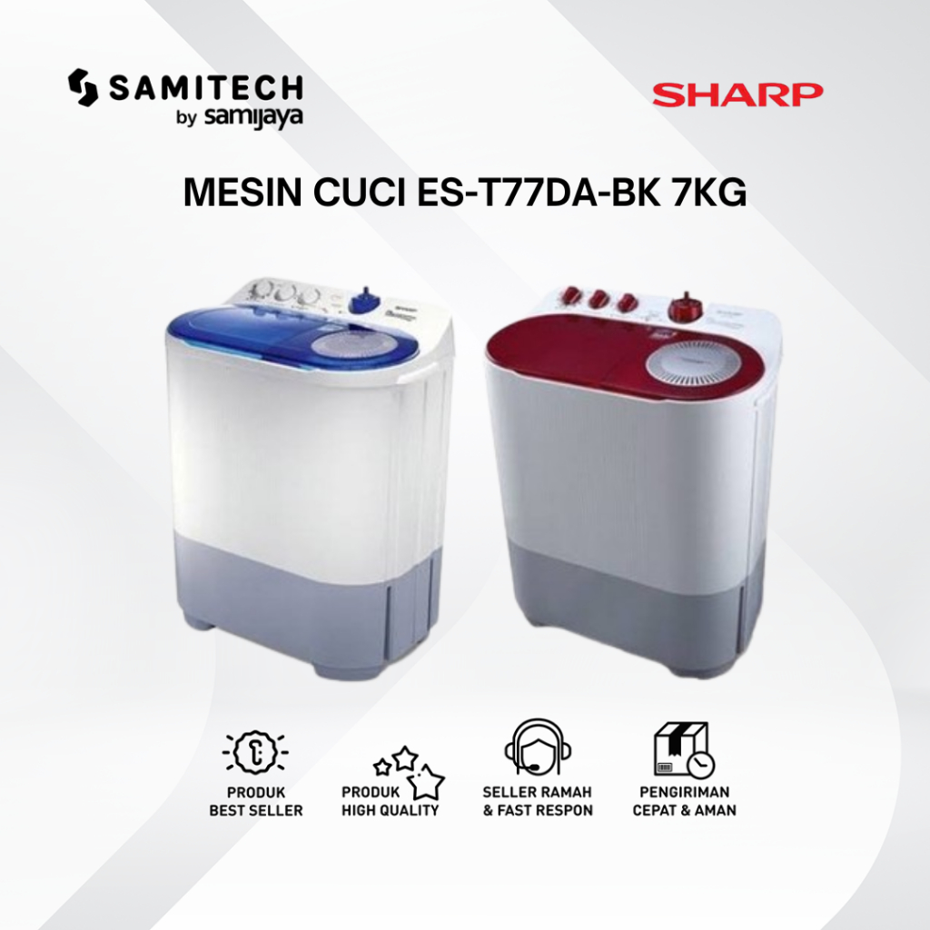 MESIN CUCI 2 TABUNG SHARP  ES-T77DA ES T77DA 7KG